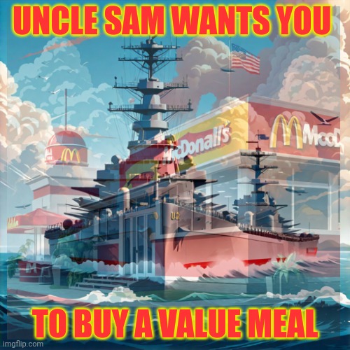 Failed McDonald's ads | UNCLE SAM WANTS YOU; TO BUY A VALUE MEAL | image tagged in uncle sam,wants you,to buy,a value meal | made w/ Imgflip meme maker