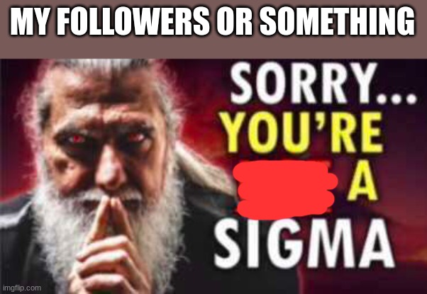 Sorry you’re not a sigma | MY FOLLOWERS OR SOMETHING | image tagged in sorry you re not a sigma | made w/ Imgflip meme maker