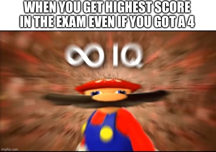Me smart ._. | WHEN YOU GET HIGHEST SCORE IN THE EXAM EVEN IF YOU GOT A 4 | image tagged in infinite iq,smart,big brain,why are you reading the tags | made w/ Imgflip meme maker