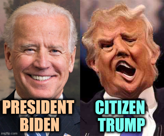 Biden won fair and square. Trump's just a crybaby. | PRESIDENT 
BIDEN; CITIZEN 
TRUMP | image tagged in biden solid stable trump acid drugs,president,biden,citizen,trump | made w/ Imgflip meme maker