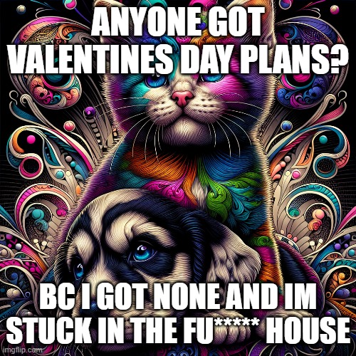 ANYONE GOT VALENTINES DAY PLANS? BC I GOT NONE AND IM STUCK IN THE FU***** HOUSE | made w/ Imgflip meme maker