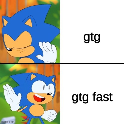 Sonic Drake | gtg; gtg fast | image tagged in sonic drake | made w/ Imgflip meme maker