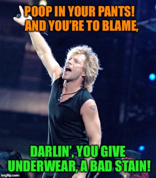 I'm a Pooper. A Porcelain Horse I Ride. I've finished. Time for a High 5 | image tagged in vince vance,bon jovi,you give love a bad name,memes,song parody,80s music | made w/ Imgflip meme maker