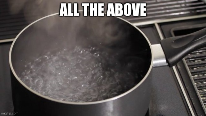 Boiling water | ALL THE ABOVE | image tagged in boiling water | made w/ Imgflip meme maker