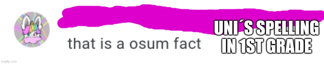 what an osum fact <3 | UNI´S SPELLING IN 1ST GRADE | image tagged in spelling | made w/ Imgflip meme maker
