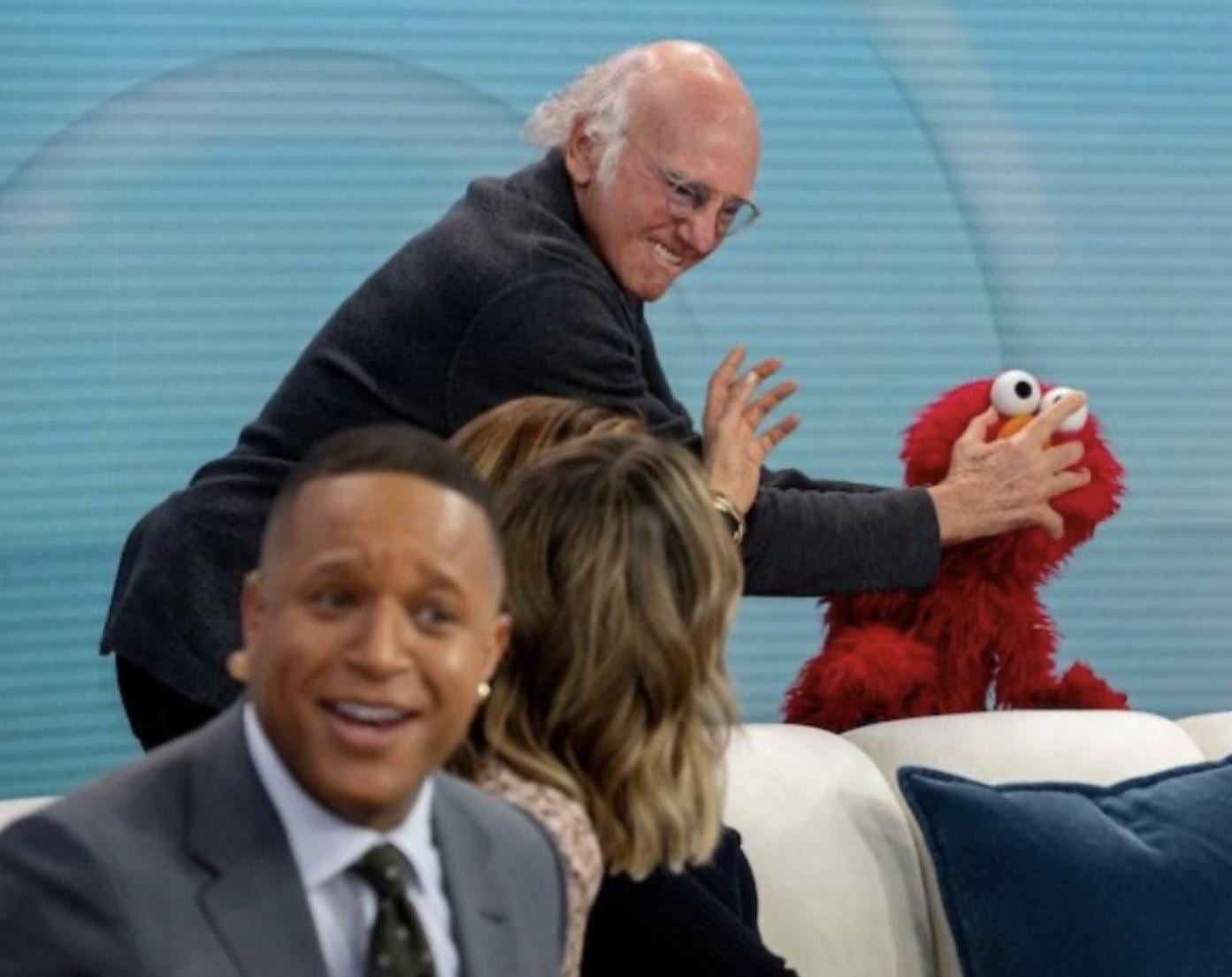 Larry David chokes Elmo Blank Meme Template