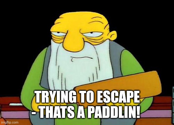 That's a paddlin' Meme | TRYING TO ESCAPE - THATS A PADDLIN! | image tagged in memes,that's a paddlin' | made w/ Imgflip meme maker