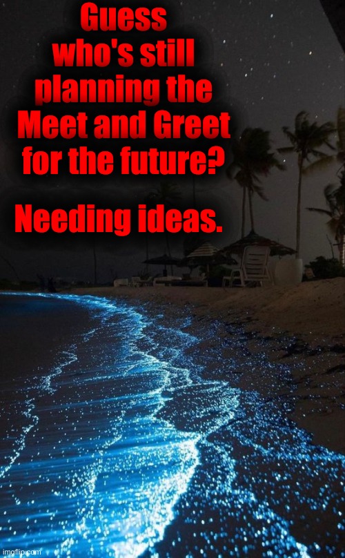 Guess who's still planning the Meet and Greet for the future? Needing ideas. | made w/ Imgflip meme maker