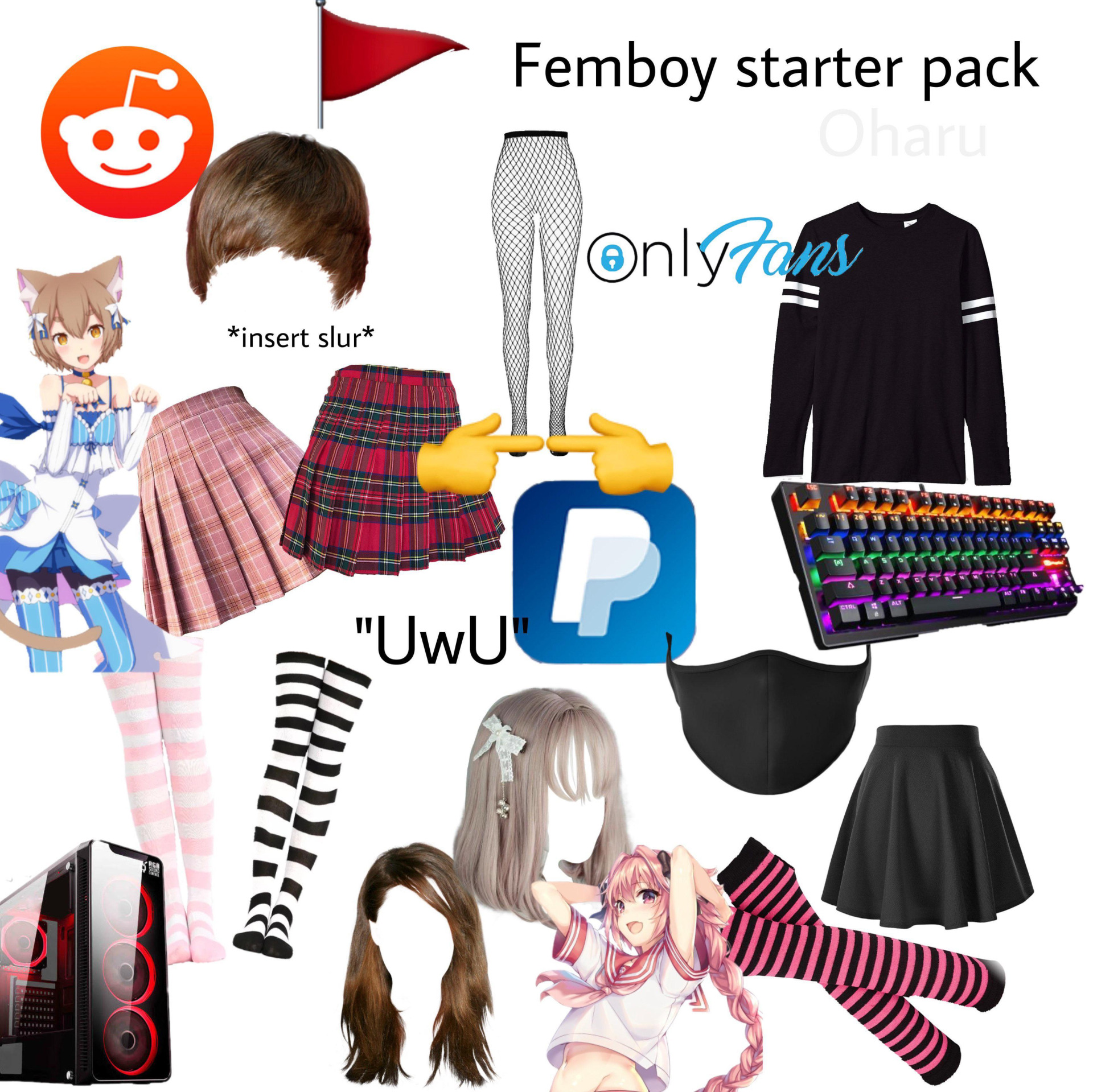 High Quality femboy starter pack Blank Meme Template