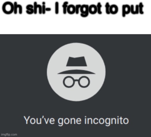 You've gone incognito | Oh shi- I forgot to put | image tagged in you've gone incognito | made w/ Imgflip meme maker