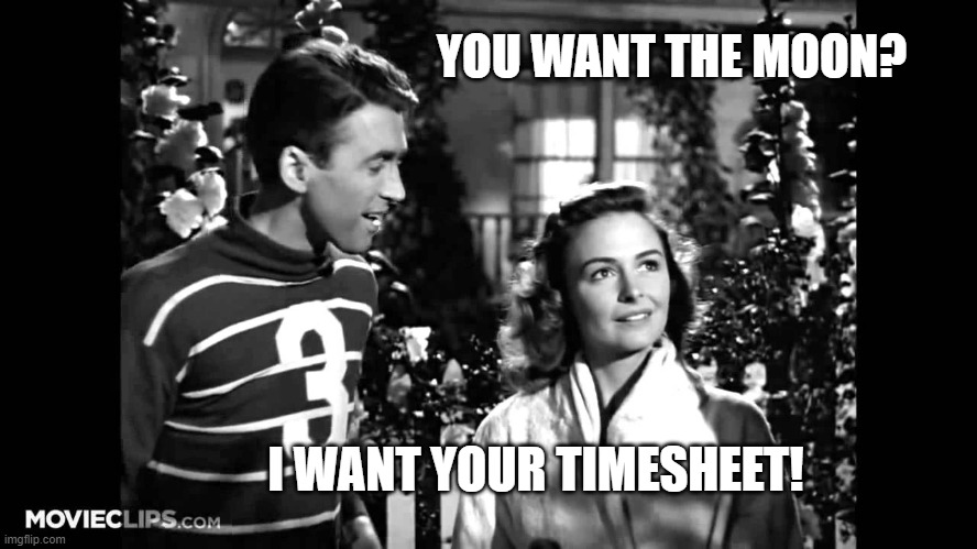It's a wonderful life timeseheet reminder | YOU WANT THE MOON? I WANT YOUR TIMESHEET! | image tagged in it's a wonderful life timeseheet reminder,timesheet reminder,lasso the moon,meme,jimmy stewart | made w/ Imgflip meme maker