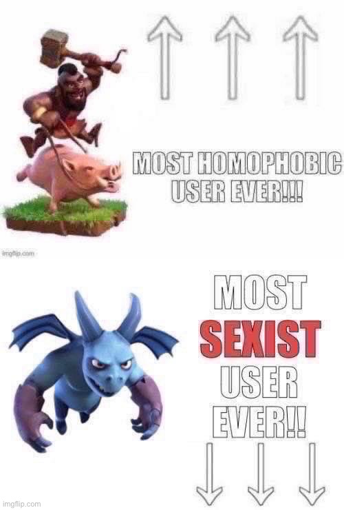 image tagged in most homophobic user ever,most sexist user ever | made w/ Imgflip meme maker