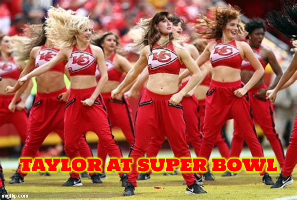 Swift cheering for Chiefs | TAYLOR AT SUPER BOWL | image tagged in taylor swift,super bowl 58,cheerladers,football,kansas city chiefs,49ers | made w/ Imgflip meme maker