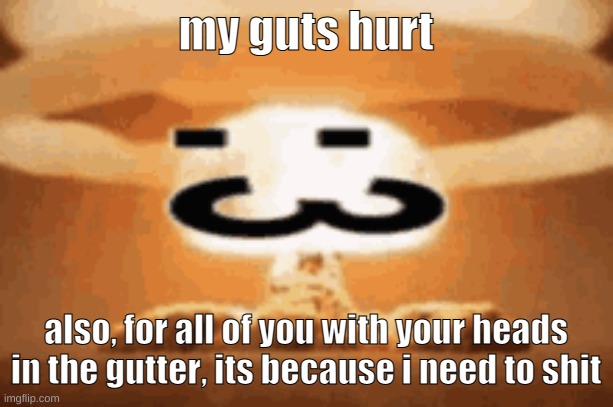 :3 | my guts hurt; also, for all of you with your heads in the gutter, its because i need to shit | image tagged in 3 | made w/ Imgflip meme maker