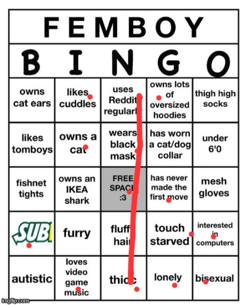 why am i thicc.. | image tagged in femboy bingo | made w/ Imgflip meme maker