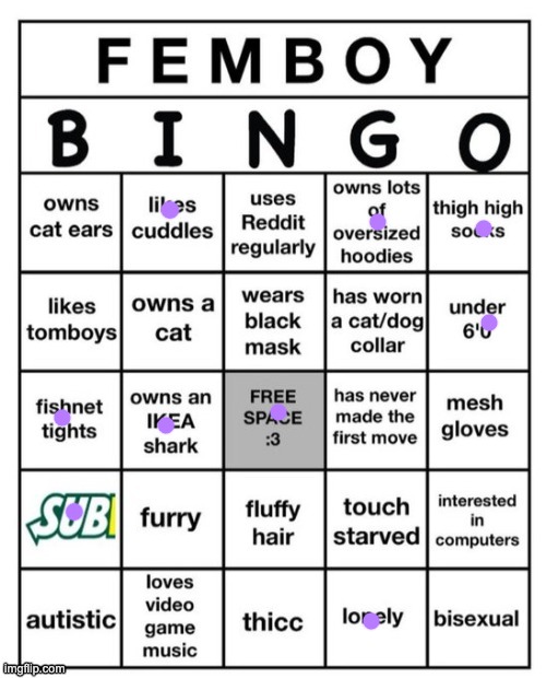 ha | image tagged in femboy bingo | made w/ Imgflip meme maker