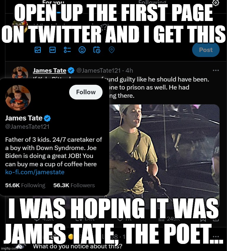 James Tate the Checkmark, no the poet | OPEN UP THE FIRST PAGE ON TWITTER AND I GET THIS; I WAS HOPING IT WAS JAMES TATE, THE POET... | image tagged in poetry,literature,good stuff | made w/ Imgflip meme maker