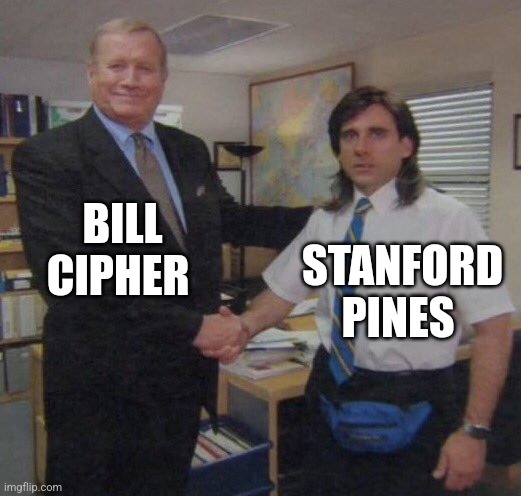 Poor Stanford | BILL CIPHER; STANFORD PINES | image tagged in the office congratulations,gravity falls,jpfan102504 | made w/ Imgflip meme maker