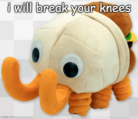 for zoophiles | i will break your knees | image tagged in bunger plush | made w/ Imgflip meme maker
