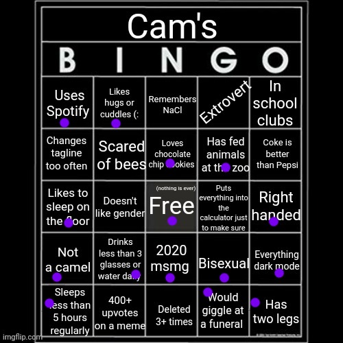 I'm gobt bingohj | image tagged in iaintacamel's bingo | made w/ Imgflip meme maker