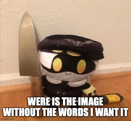 N with a knife | WERE IS THE IMAGE WITHOUT THE WORDS I WANT IT | image tagged in n with a knife | made w/ Imgflip meme maker