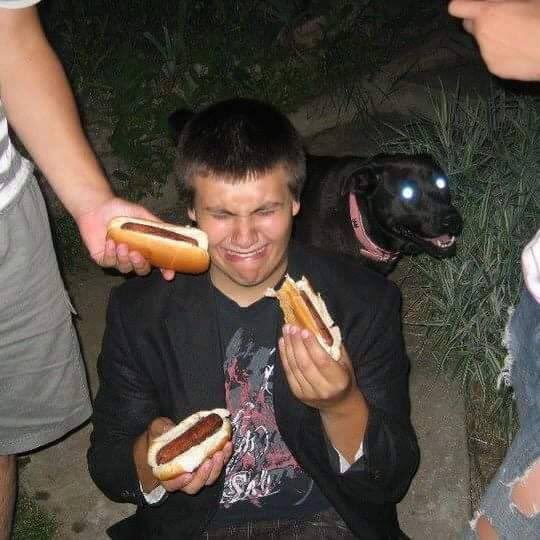 Eating too many hot dogs while crying Blank Meme Template