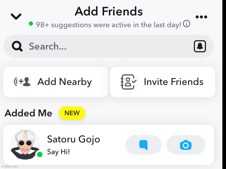 AW HELL NAW WHY DID GOJO ADD ME ON SNAP | made w/ Imgflip meme maker