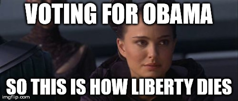 Perturbed Portman | VOTING FOR OBAMA SO THIS IS HOW LIBERTY DIES | image tagged in memes,perturbed portman | made w/ Imgflip meme maker