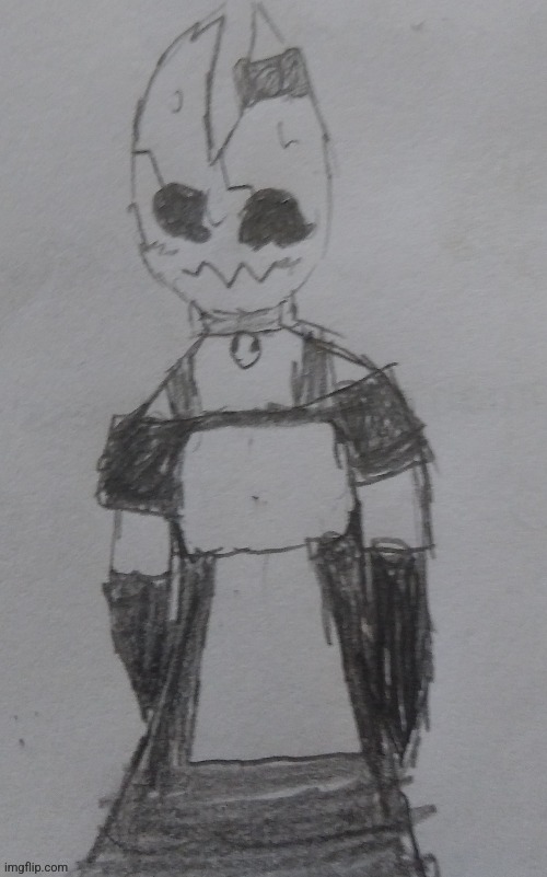 Henry, a male creature made of chocolate, in a maid outfit (this is the only full body drawing I have, but him being in a maid o | made w/ Imgflip meme maker