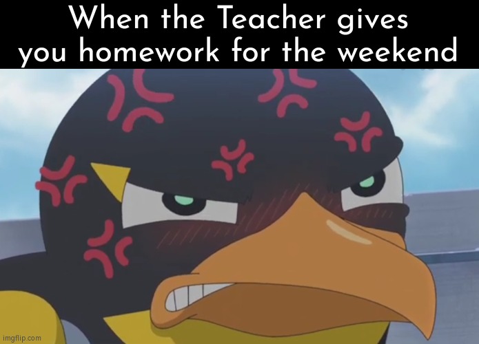 This is not fine. | When the Teacher gives you homework for the weekend | image tagged in memes,teacher,homework,weekend | made w/ Imgflip meme maker