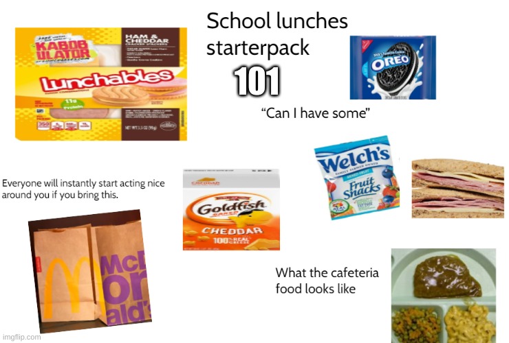 School lunch | 101 | image tagged in school lunch | made w/ Imgflip meme maker