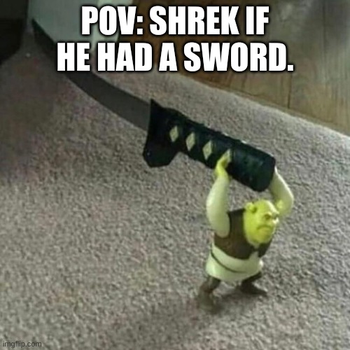 Shreck with sword. | POV: SHREK IF HE HAD A SWORD. | image tagged in samurai shrek | made w/ Imgflip meme maker