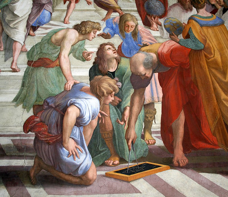 Euclid, teaching students in The School of Athens Blank Meme Template