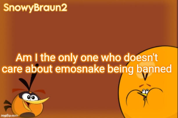 Kinda weird, isn't it | Am I the only one who doesn't care about emosnake being banned | image tagged in bubbles announcement temp credits to bandito | made w/ Imgflip meme maker