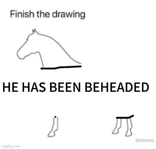 artistic talent: 0 | HE HAS BEEN BEHEADED | image tagged in finish the drawing | made w/ Imgflip meme maker