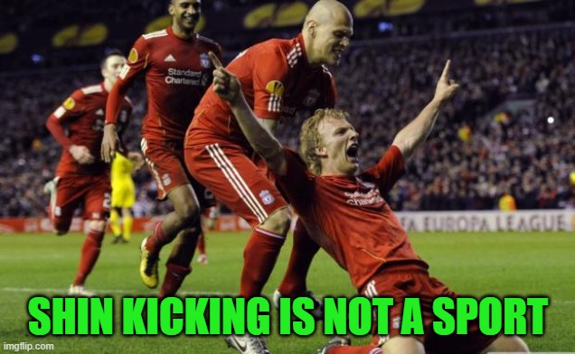 soccer goal | SHIN KICKING IS NOT A SPORT | image tagged in soccer goal | made w/ Imgflip meme maker