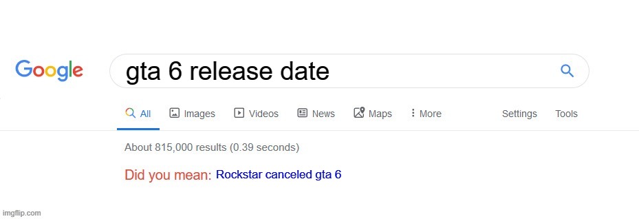 Did you mean? | gta 6 release date; Rockstar canceled gta 6 | image tagged in did you mean,memes,funny memes,gta 6 | made w/ Imgflip meme maker