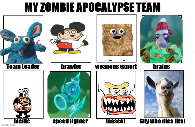 The Best Team you could have | image tagged in my zombie apocalypse team | made w/ Imgflip meme maker