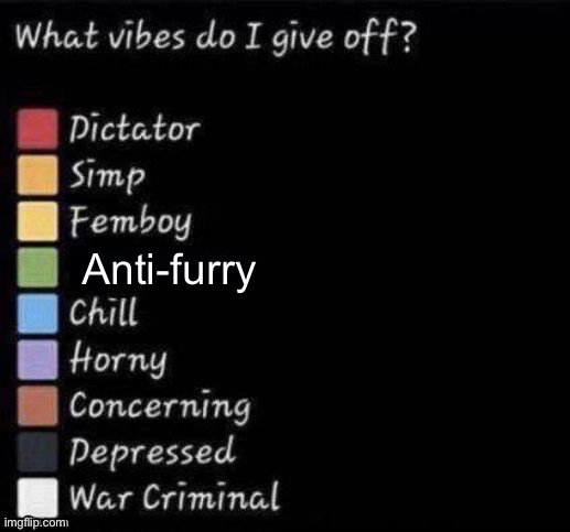 What vibes do I give off? | Anti-furry | image tagged in what vibes do i give off | made w/ Imgflip meme maker