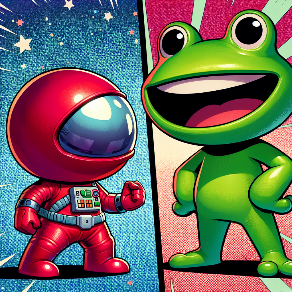 High Quality cartoon frog vs red among us Blank Meme Template