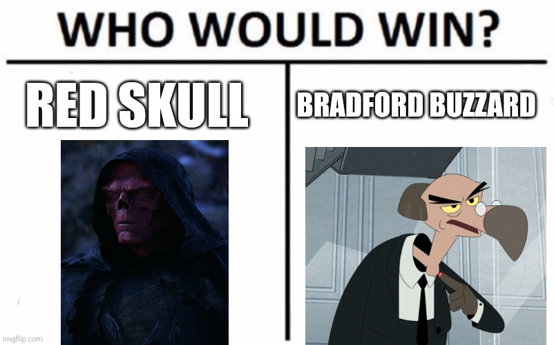 Red skull vs Bradford Buzzard | RED SKULL; BRADFORD BUZZARD | image tagged in memes,who would win,marvel,ducktales,jpfan102504 | made w/ Imgflip meme maker