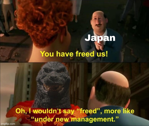 Stupid humans | image tagged in godzilla,under new management | made w/ Imgflip meme maker