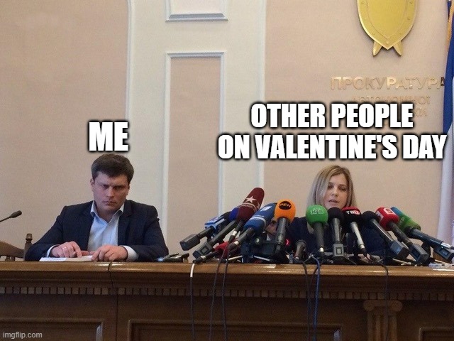 Reporter meme | ME; OTHER PEOPLE ON VALENTINE'S DAY | image tagged in reporter meme,valentine's day,2024,lonely,single life,relationships | made w/ Imgflip meme maker