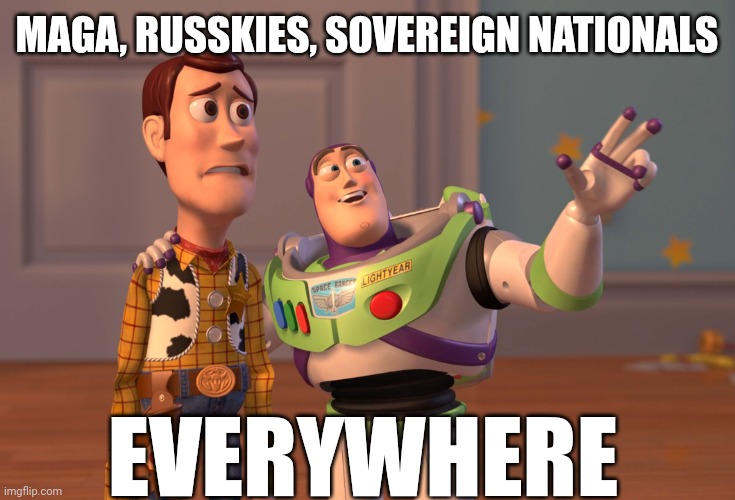 X, X Everywhere | MAGA, RUSSKIES, SOVEREIGN NATIONALS; EVERYWHERE | image tagged in memes,x x everywhere | made w/ Imgflip meme maker