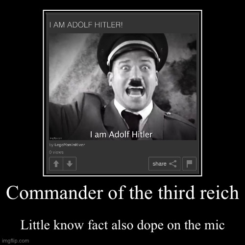 Commander of the third reich | Little know fact also dope on the mic | image tagged in funny,demotivationals | made w/ Imgflip demotivational maker