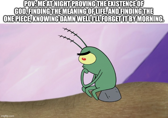 Hmm... | POV: ME AT NIGHT PROVING THE EXISTENCE OF GOD, FINDING THE MEANING OF LIFE, AND FINDING THE ONE PIECE, KNOWING DAMN WELL I'LL FORGET IT BY MORNING. | image tagged in thinkton,philosophy | made w/ Imgflip meme maker
