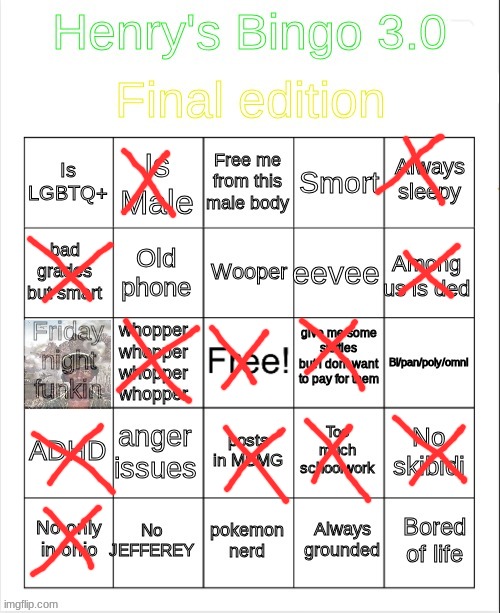 Henry's Bingo 3 | image tagged in henry's bingo 3 | made w/ Imgflip meme maker