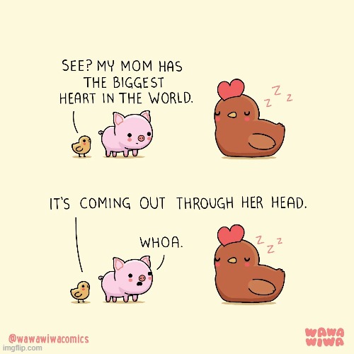 image tagged in pig,chick,chicken,mom,heart,head | made w/ Imgflip meme maker