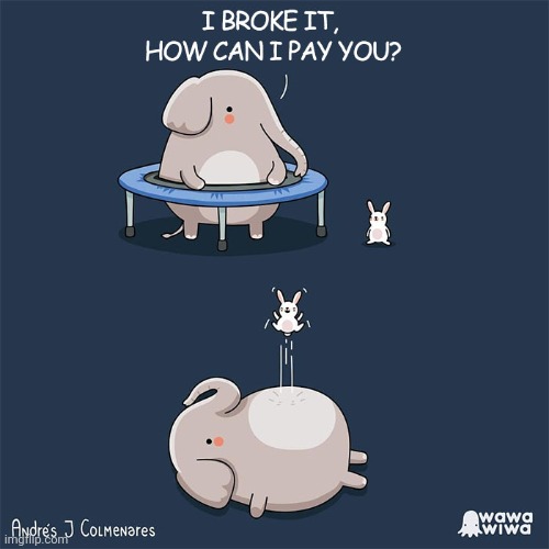 A new trampoline | image tagged in trampoline,comics,comics/cartoons,trampolines,elephant,bunny | made w/ Imgflip meme maker