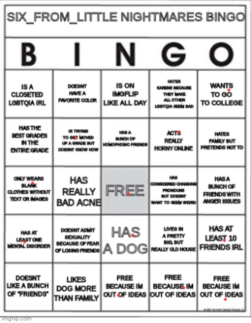 Six_from_Little_Nightmares bingo | image tagged in six_from_little_nightmares bingo | made w/ Imgflip meme maker